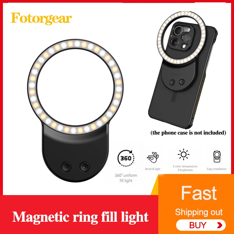 Fotorgear Magsafe Magnetic ring fill light 300 lumens 500mah Mini Portable All-roung Filling Light For Mobile Phone Photography