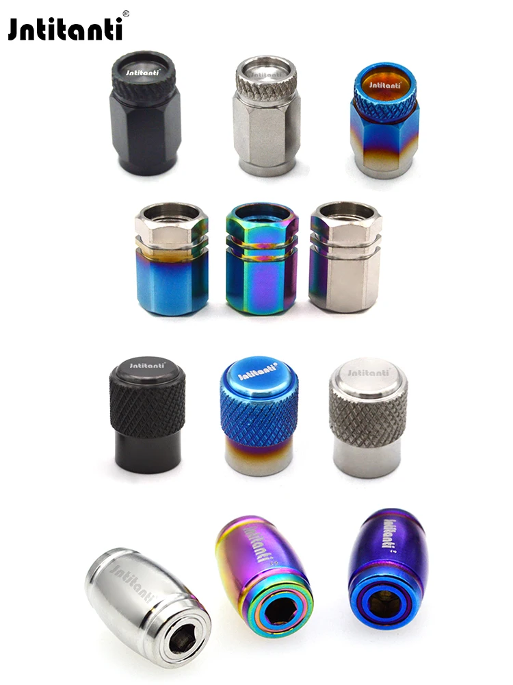 Jntitanti Customized Color Various style Gr.5 titanium Wheel Valve Stem Caps 4pcs for  Automobiles,Motorcycle