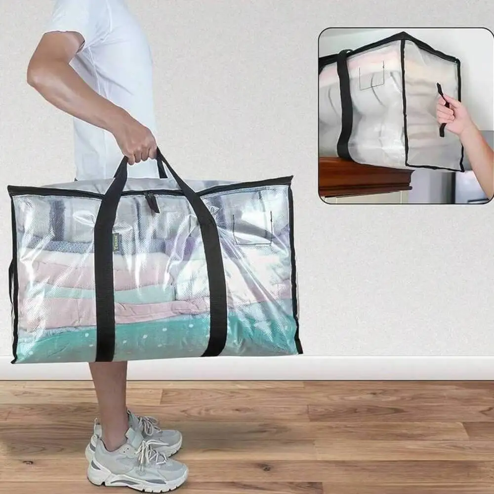 6-Pack Oversized Bags With Reinforced Handles, Heavy-Duty Storage Tote For Clothes, Moving Supplies (Clear, 6-Pack)