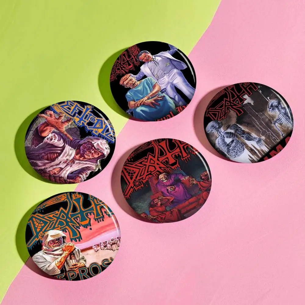 D-Deaths Mental Rock Band Round Button Pins Slogan Creative Brooches Backpack Clothes Decoration Fashion Cartoon Jewelry Gifts