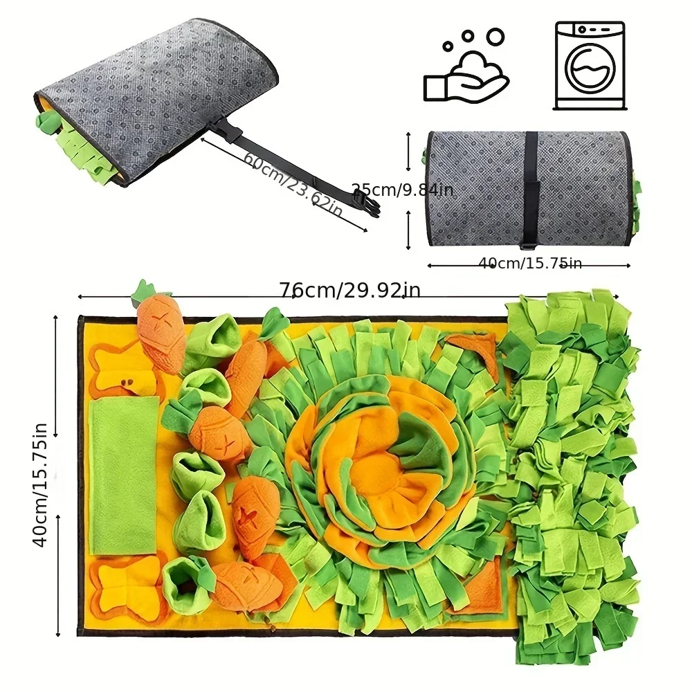 Snuffle Mat for Dogs Cats Nosework Feeding Mat Pet Interactive Dog Puzzle Toys Encourages Natural Foraging Skills for Training