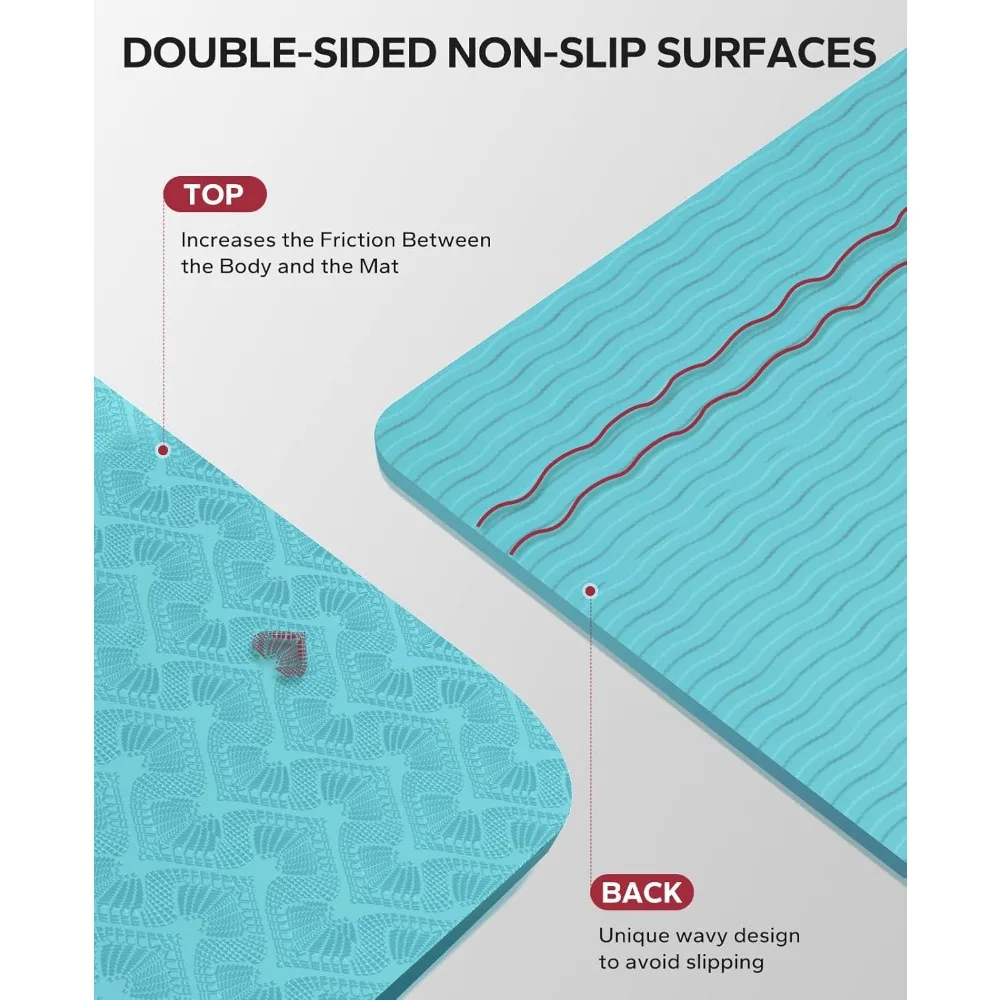 Extra Large Non-Slip Yoga Mat 72x48 Inch TPE Eco-Friendly Exercise Mat for Home Workouts Pilates Stretching