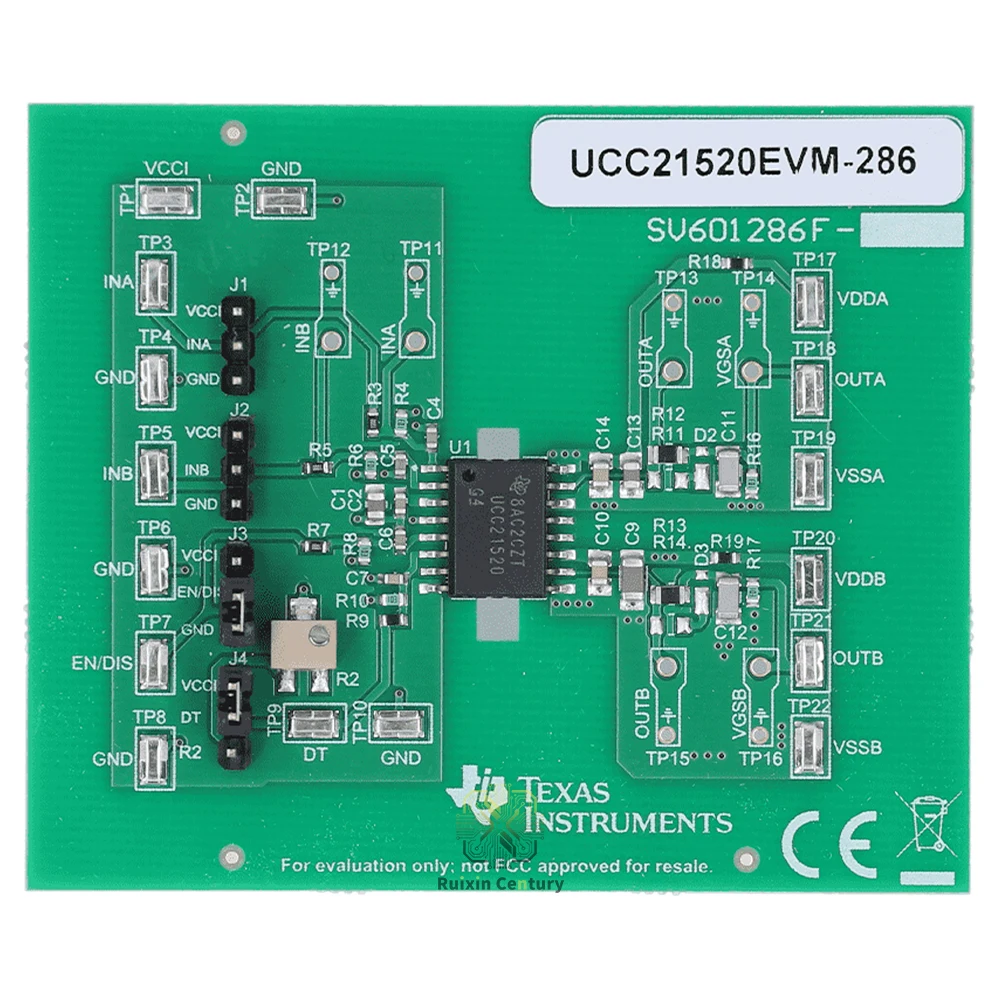 FOR TI UCC21520EVM-286 UCC21520DW Isolated Dual-Channel Gate Driver Evaluation Board 4A 6A 5.7kV RMS MOSFET IGBT SiC 5MHz CMTI