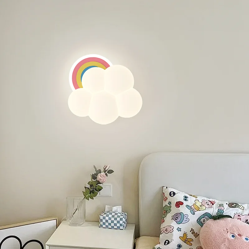 New Cartoon Bunny Cloud Wall Light, Nordic Minimalist Creative Nightstand Lamp for Kids Bedroom Decor Lighting Fixture