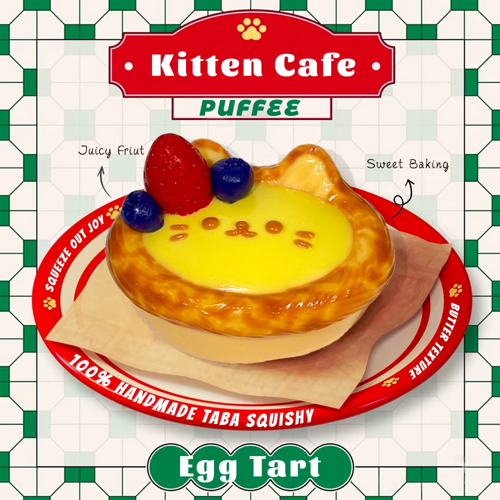 Kitten Cafe Squishy-Spielzeug aus lebensmittelechtem Silikon, handgefertigtes Taba-Squishy, cremiges, weiches, langsam zurückfederndes Quetschspielzeug, Ananasbrötchen – Detail 8