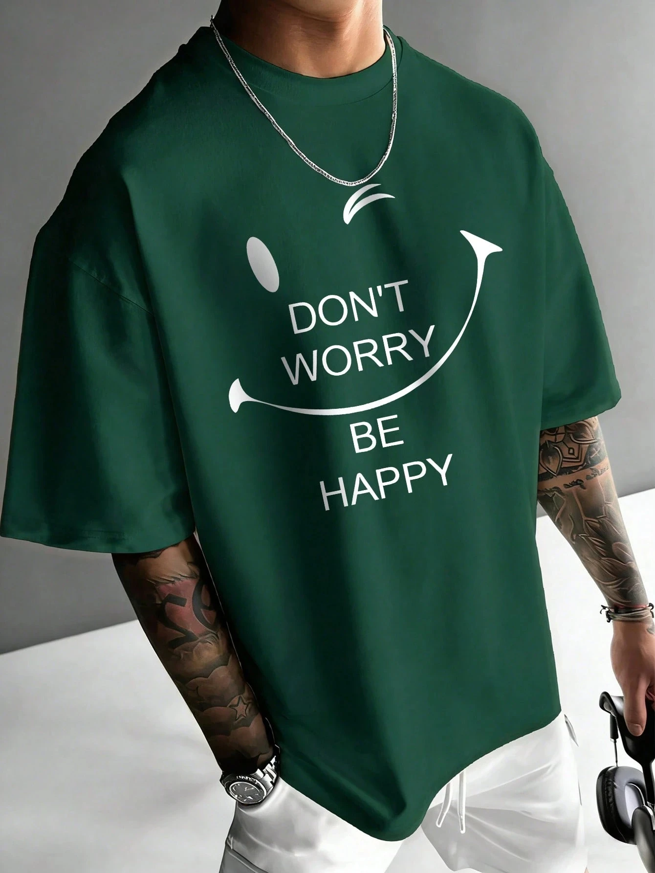 100% pure cotton men's loose T-shirt breathable short sleeved round neck minimalist solid color multi-color optional