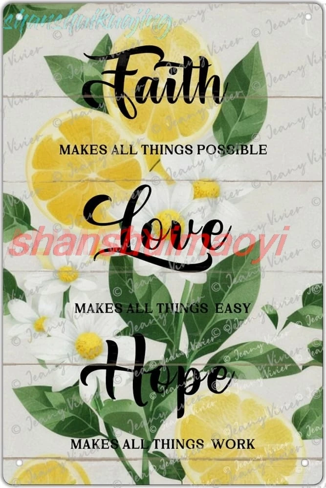 Lemon Decor For Kitchen, Faith Love Hope Metal Tin Sign, Lemons Kitchen Decor And Accessories, Farmhouse Kitchen Vintage Me sign