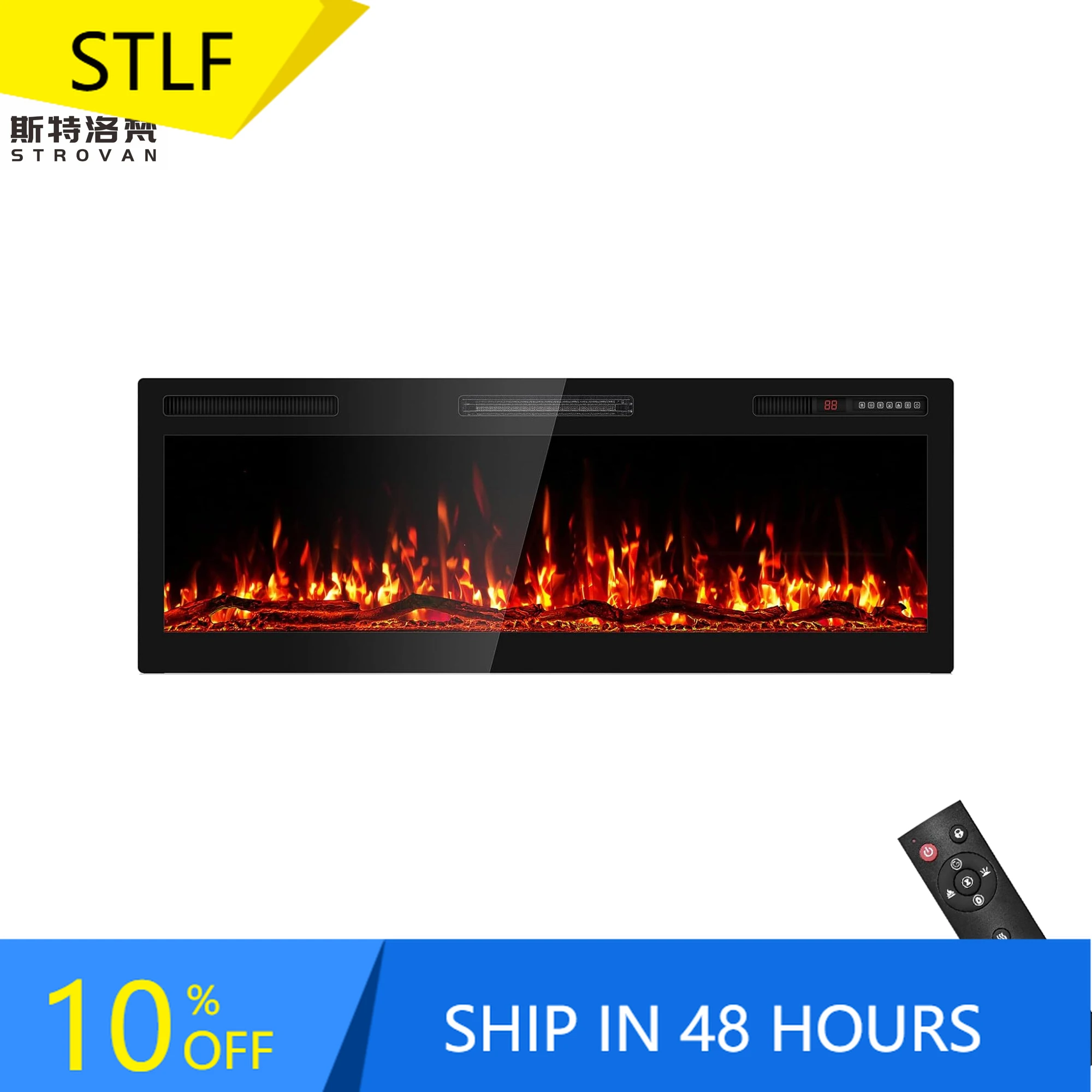

ZXHK French-English Language Electric Fireplace Heater with WiFi/App/Remote/Touch LED Display Steel Construction for Hotel Garag