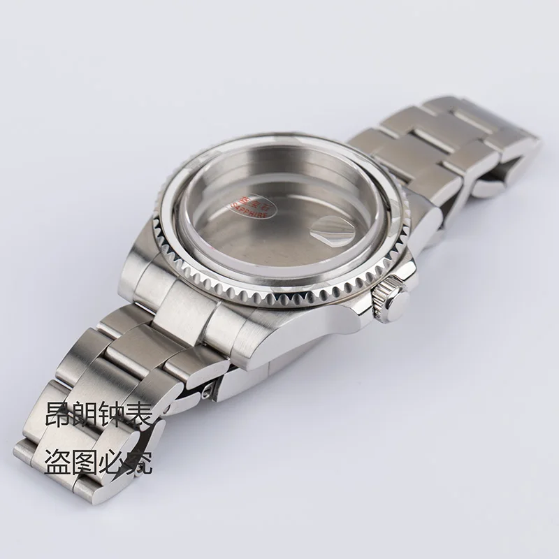 40mm Submariner Dive Watch Silver 316L Stainless Steel Sapphire Crystal Brushed Finish Polished Side Mod Replacement Cases