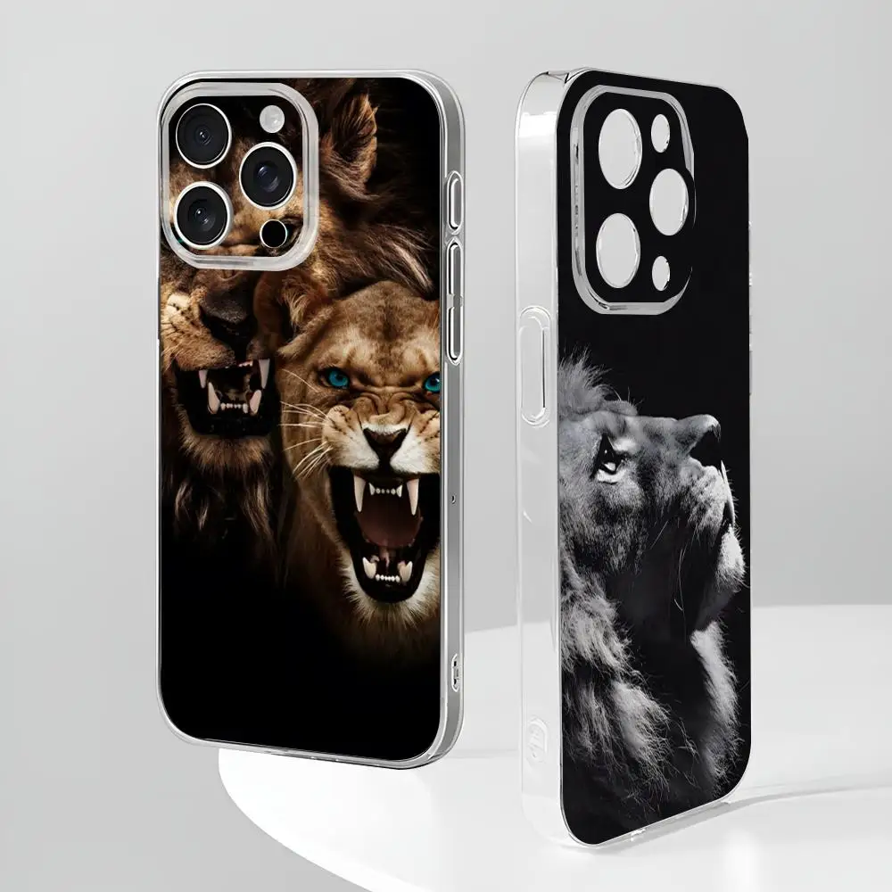 King Of Beasts Lion Phone Case New For IPhone 16 15 14 12 13 11 Pro Max Mini X XR XS Plus Black Silicone Transparent Cover