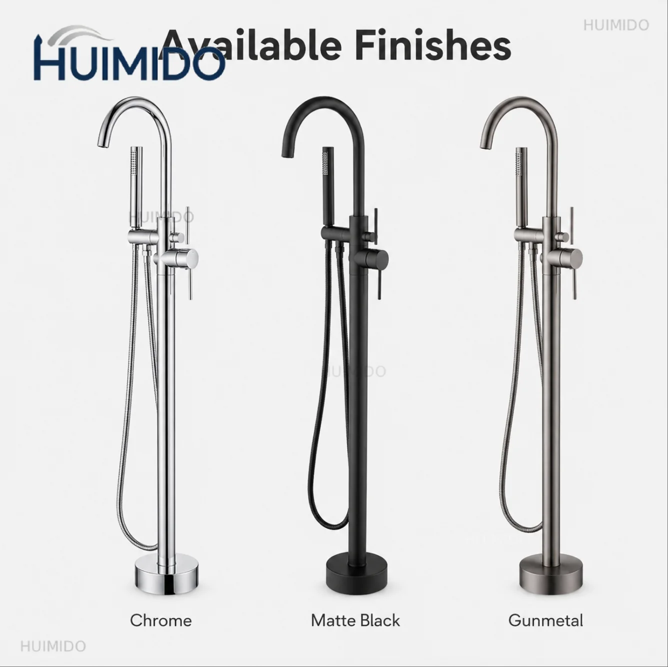 Certified freestanding tub faucet, floor-to-ceiling tub water injection mixer with hand-held shower for bathroom construction