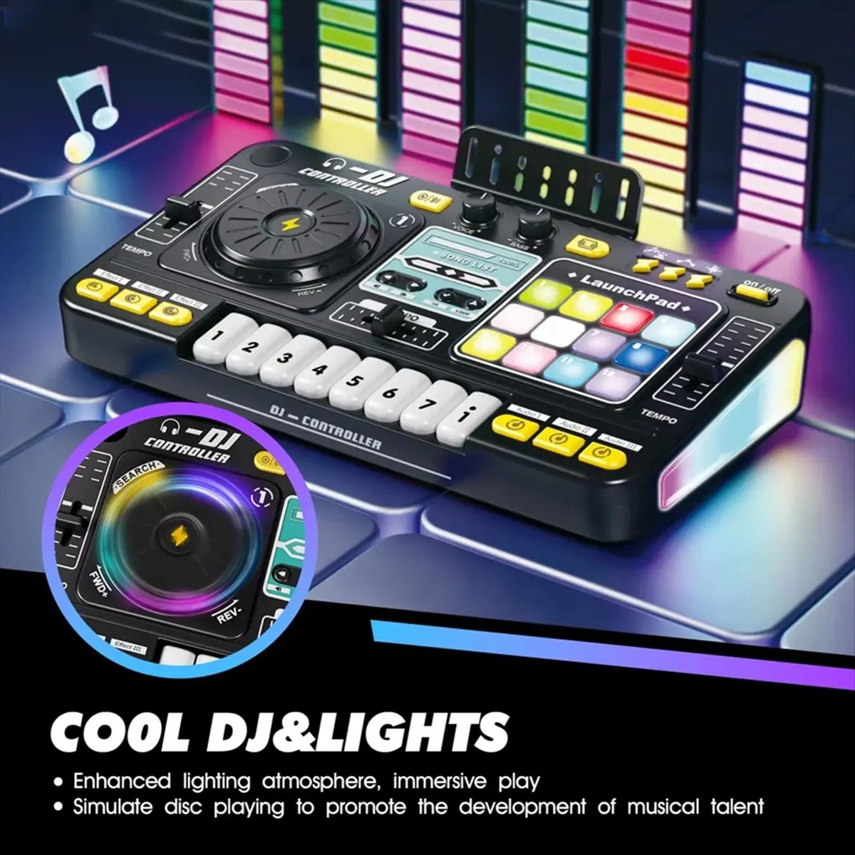 A64I Children Simulation Multifunctional DJ Mixer Controller Electronic Organ DJ Player Music Entertainment Toy