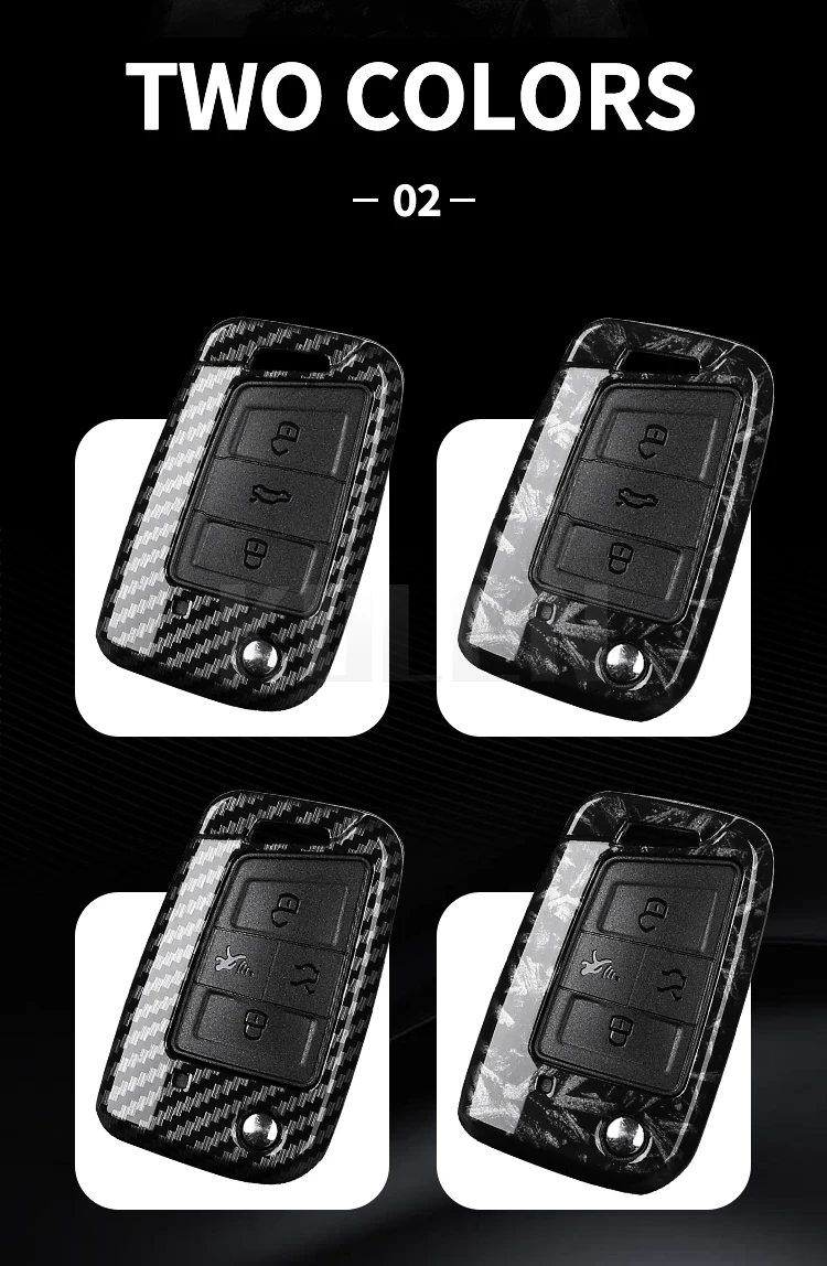 3 4 Tasten Carbon Faser Auto Schlüssel Fall Abdeckung Für VW Volkswagen Golf 7 Tiguan MK2 Für SEAT Ateca Leon FR2 Ibiza für Skoda Octavia – Detail 4