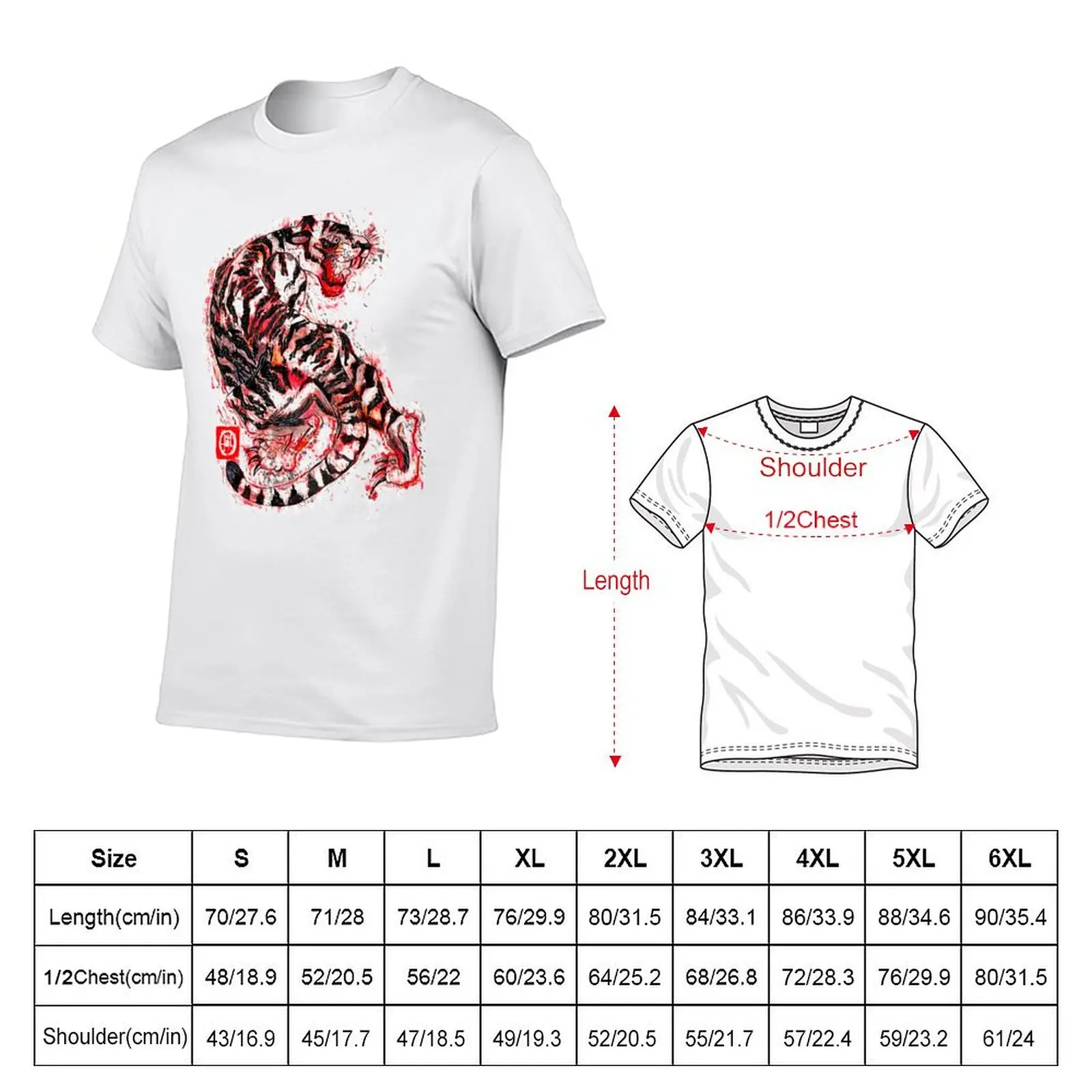 TIGER CRIMSON RAGE T-Shirt Basic Short Sleeve Cotton Blend T-Shirt