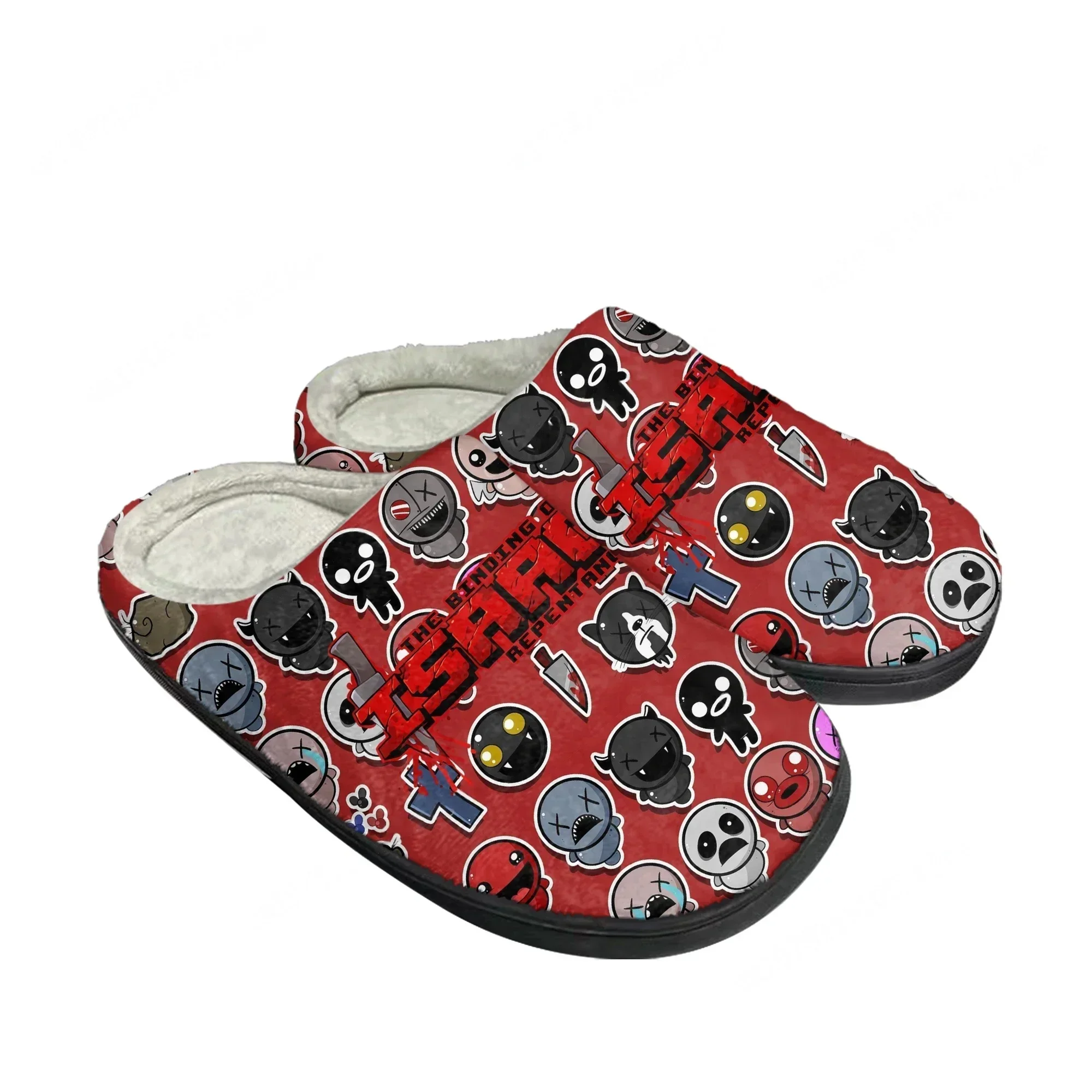 

Custom Adult Slip On Slippers The Binding of Isaac Cartoon Game Plush Bedroom Keep Warm Shoes