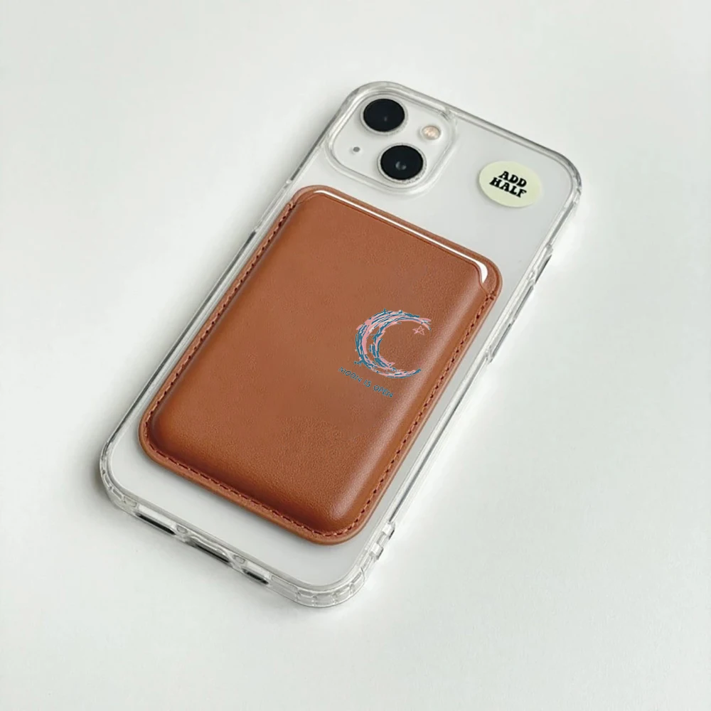 Minimalistisches Kunst-Mond-Leder-Kartenetui, Telefonkartenhalter für Magnetische Hülle, Geeignet für alle iPhone Magsafe Karten-Handyrückseiten-Taschen – Detail 2