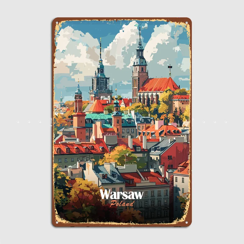 Warsaw Cityscape Metal Custom Sign Living Room Wall Indoor Decor Room Decoration Bedroom Posters Home Decor