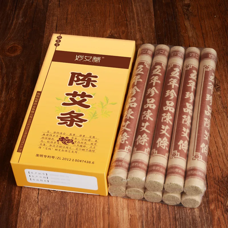 10Pcs/Box Moxa Roll Heating Acupunture Therapy Moxibustion Sticks Meridian Warm Massage Boday Relax Pain Relief Health Care