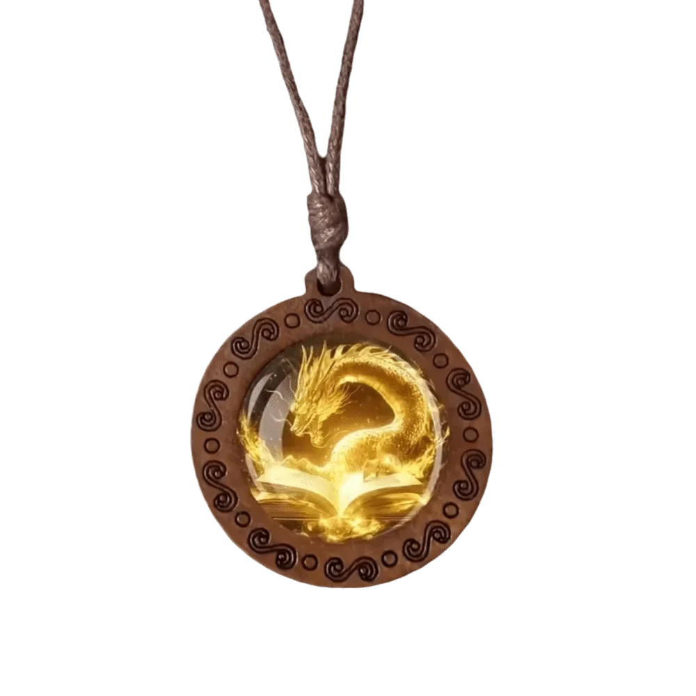 Vintage Dragon Phoenix Sweater Chain Boho Leather Chain Sweater Long Handmade Wooden Pendant Gifts