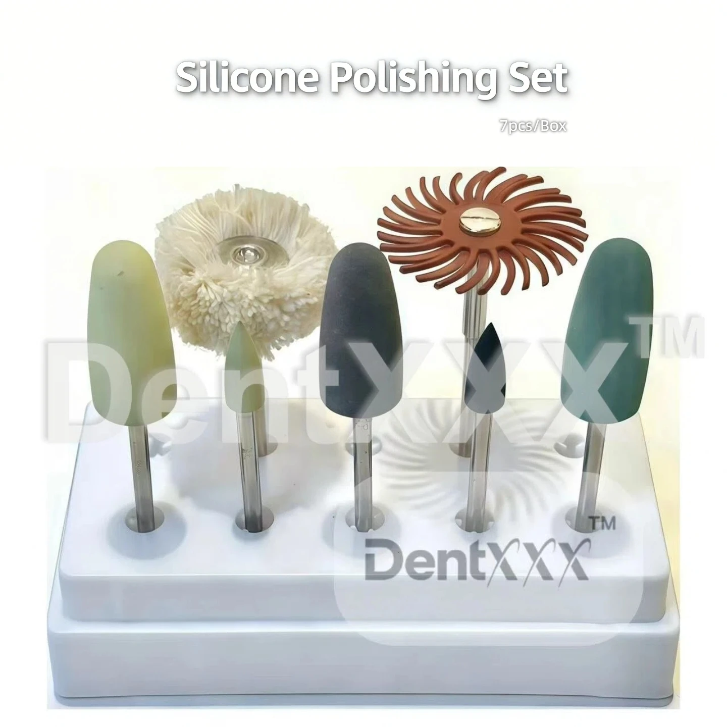 Silicone Polishing Set 7Pcs/Box Silicone and Thick Cotton Thread Brushes