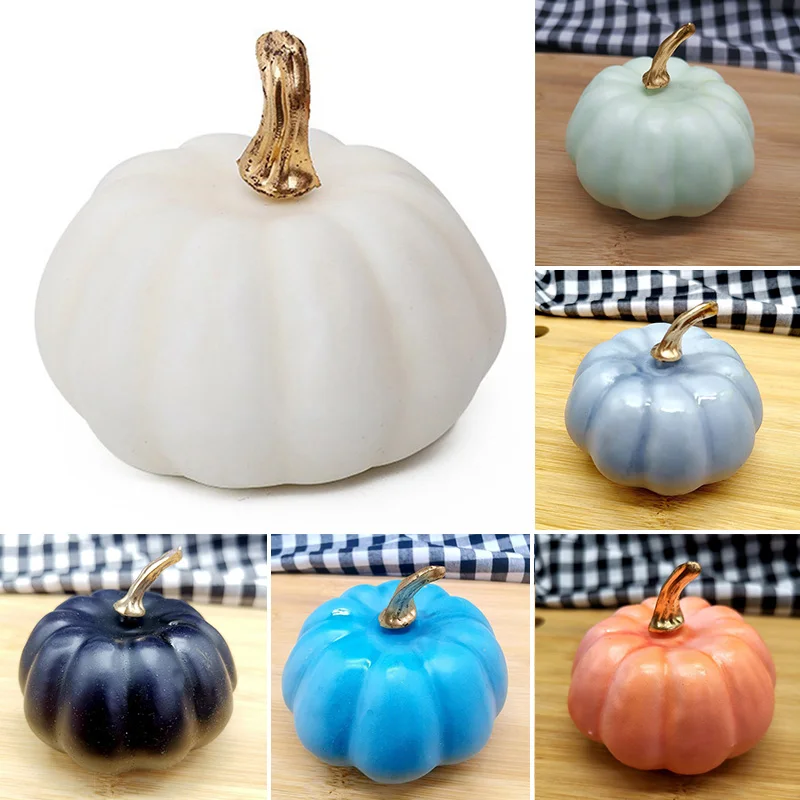 Realistic Artificial Pumpkins Mini Fake Vegetable Simulation Pumpkins Halloween Thanksgiving Party Desktop Ornament Home Decor