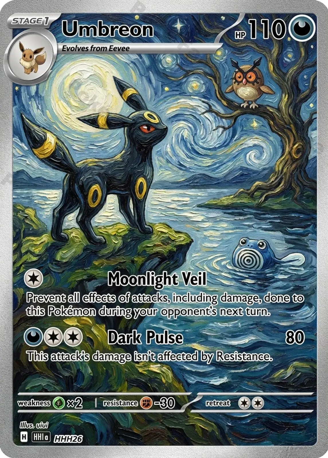 PTCG Cards PTCG Impressionist Oil Painting Style Umbreon Azumarill Mew Gardevoir Milotic Collection Cards Set PTCG Gift