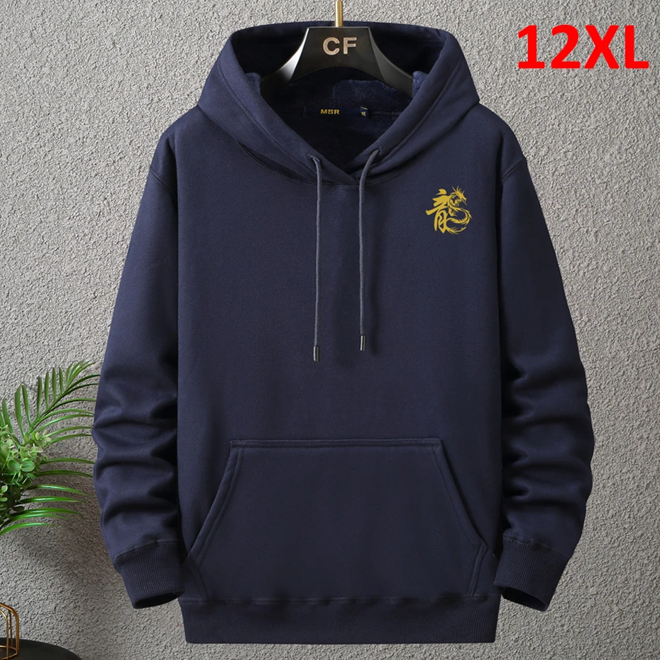 

Red Hoodies Men 2024 Chinese Lunar Dragon Year Hoodie Plus Size 10XL 12XL Autumn Winter Fleece Hoodies Male Hooded Sweatshirts