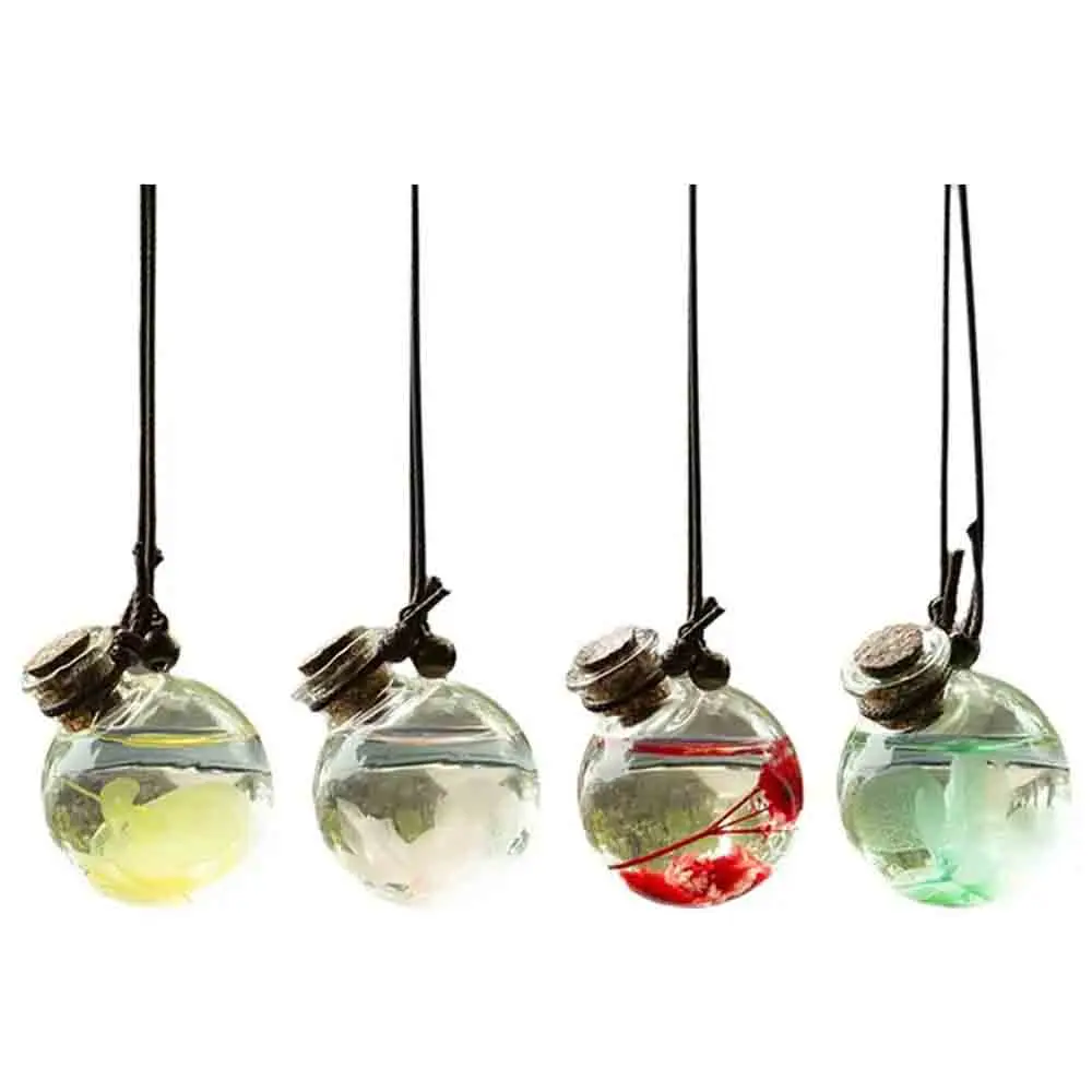 

1 pcs/set Car Hanging Pendant Empty Glass Fragrance Bottle Suspension Ornaments Air Freshener For Essential Oils Without Scent