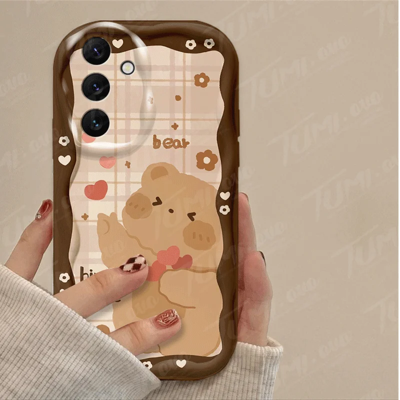 Lovely Coffee Bear Silicone Phone Case For Samsung Galaxy A52 A32 A52S A72 A12 A22 A11 A21S A31 A51 A71 A20 A30 A50 Back Cover image 5