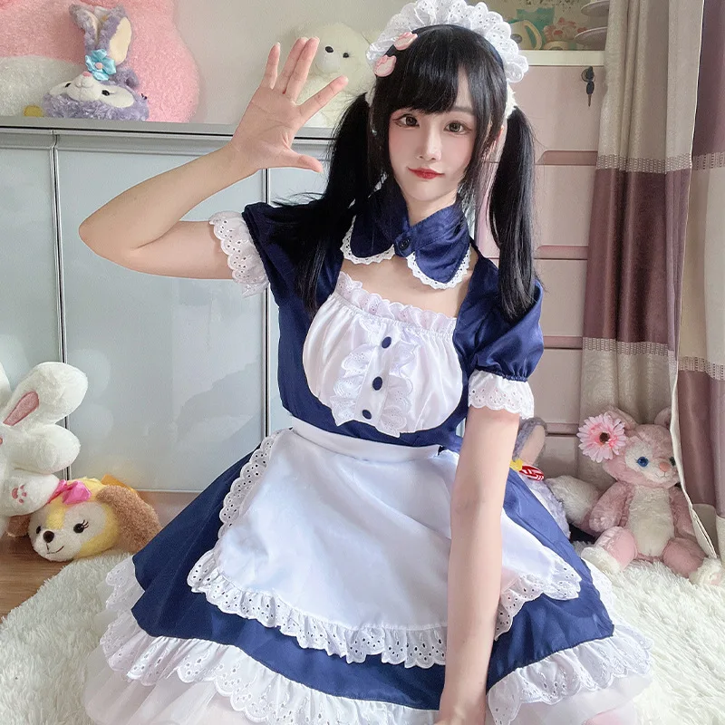 

Women Classical Gothic Halloween Party Dress Animation Show Outfits Japanese Coffee Waitress Anime Lolita Maid Cosplay Costumes