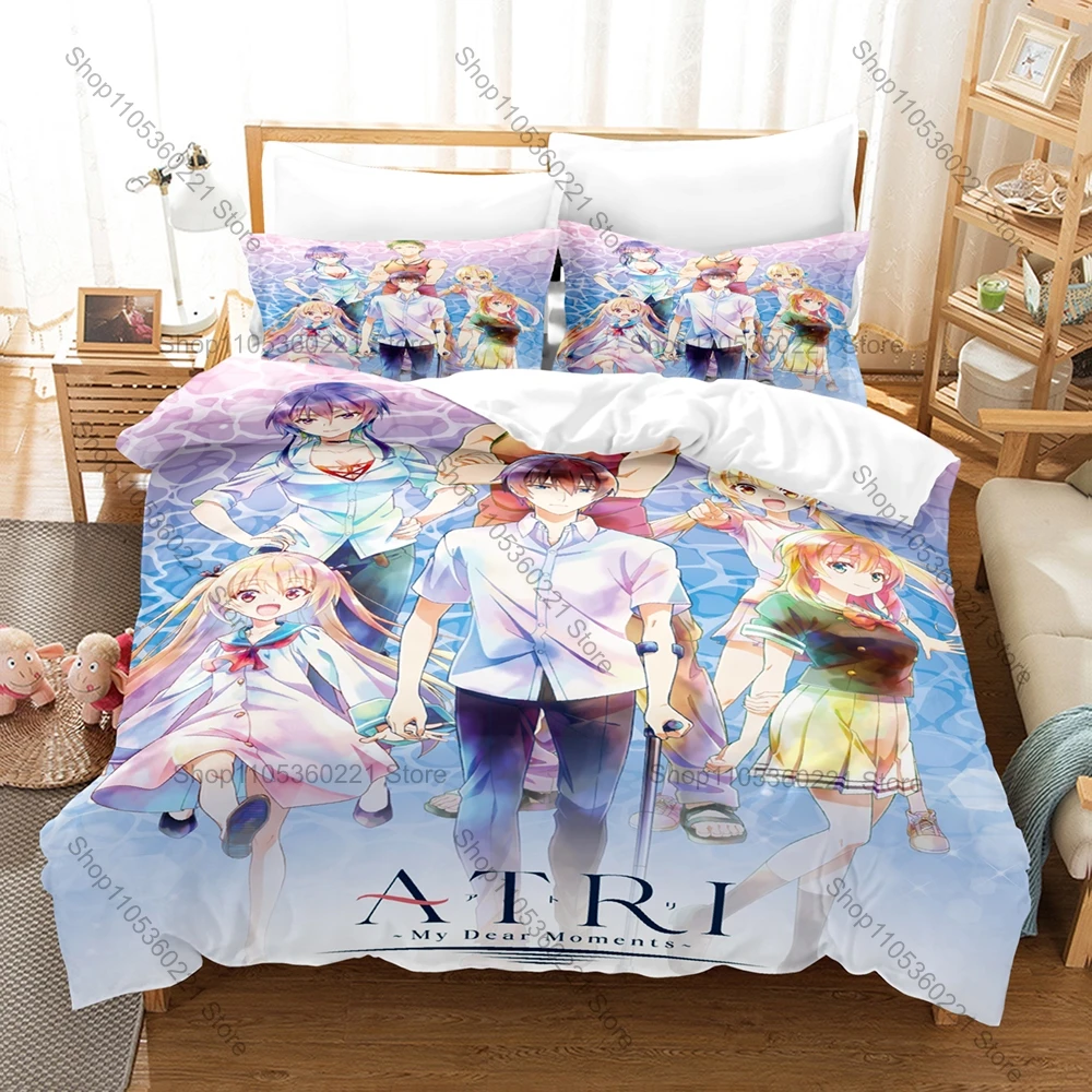 Cool Hot Kpop ATRI My Dear Moments Bedding Set Soft Microfiber 3 Piece Duvet Cover Set Bedroom Decor For Fans All Season