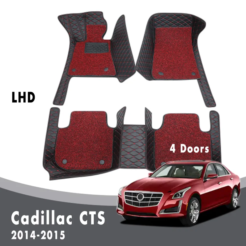 

Car Floor Mats For Cadillac CTS 4 Doors 2015 2014 Carpets Luxury Double Layer Wire Loop Auto Interior Leather Accessories Covers