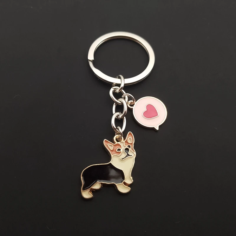 The latest cute Welsh corgi pictures dog keychain ladies bag pendant keychain men car keychain charm jewelry I love dogs gifts