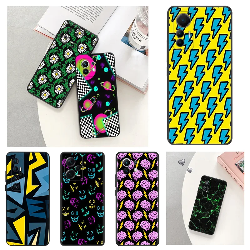 Anti-Drop Soft Phone Case For Xiaomi 12T 12X 13Lite Redmi Note 12 4G 5G 12s 13 Pro 12c 13c abstract Tornado Lightning Cover