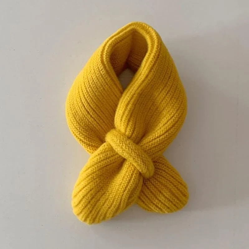 J15U Trendy Children Scarf Solid Color Autumn Winter Knitted Scarf Fashionable Scarf