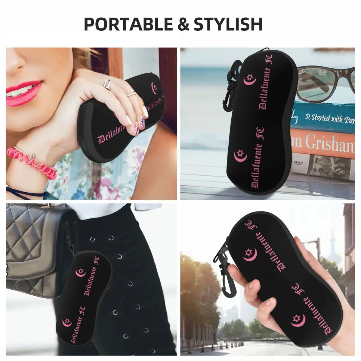 Dellafuente occhiali da sole custodia morbida in Neoprene con cerniera Fashion FC Logo Shell custodia per occhiali scatola protettiva personalizzata