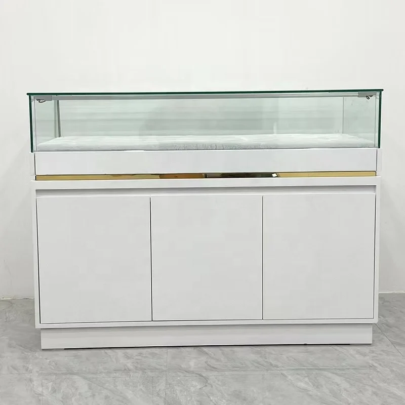 

Custom. white jewelry store furniture jewelry glass shop fitting display cabinet showcase