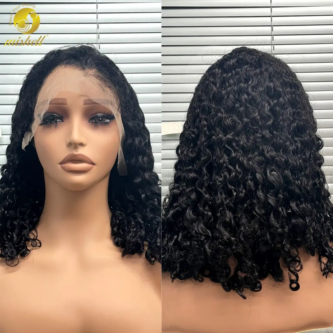 300% Density Romance Weave Human Hair Wigs 12-20in 13x4 Lace Frontal Natural Burmese Bouncy Curly Remy Hair Wigs for Black Women