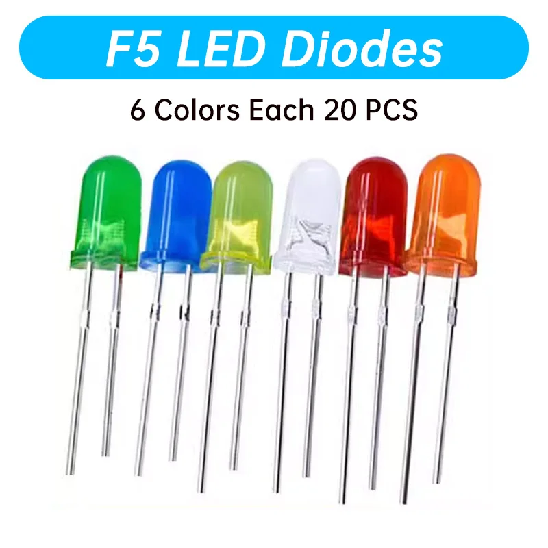 100 pcs/lot F5 LED Diode 5MM Assorted Kit White Green Red Blue Yellow Orange Pink Purple Warm White DIY Kit Light Emitting Diode