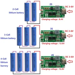 Wielokomórkowa ładowarka 2S 3S 4S typu C do 8.4V 12.6V 16.8V Step-Up Boost LiPo polimerowa litowo-jonowa 7.4V 11.1V 14.8V 18650 bateria litowa