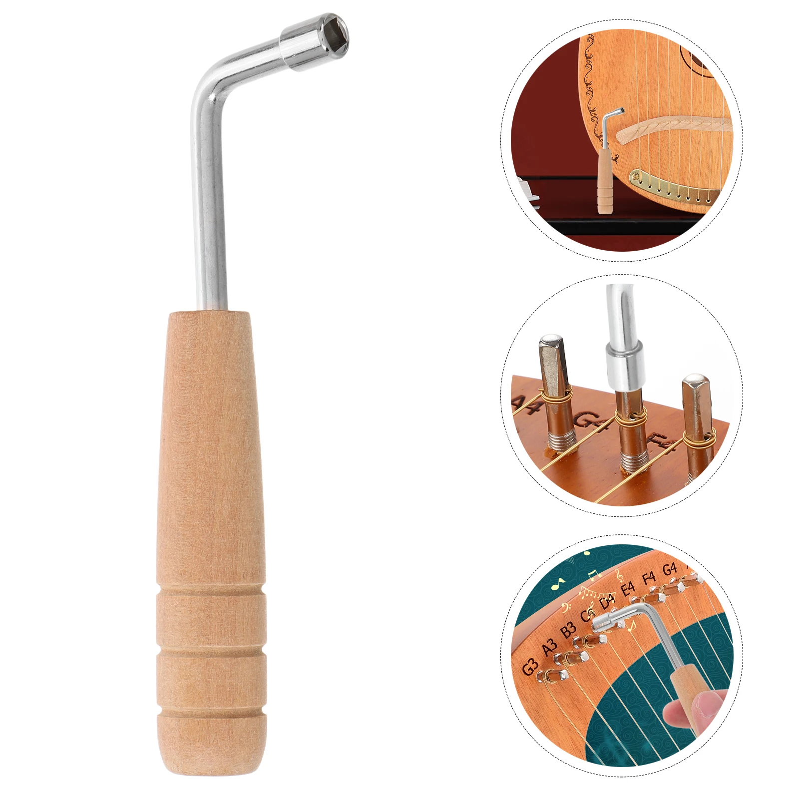 

Premium Wooden Handle Tuning Wrench For Lyre Harp String Instruments Efficient Adjustment Portable Design Sturdy