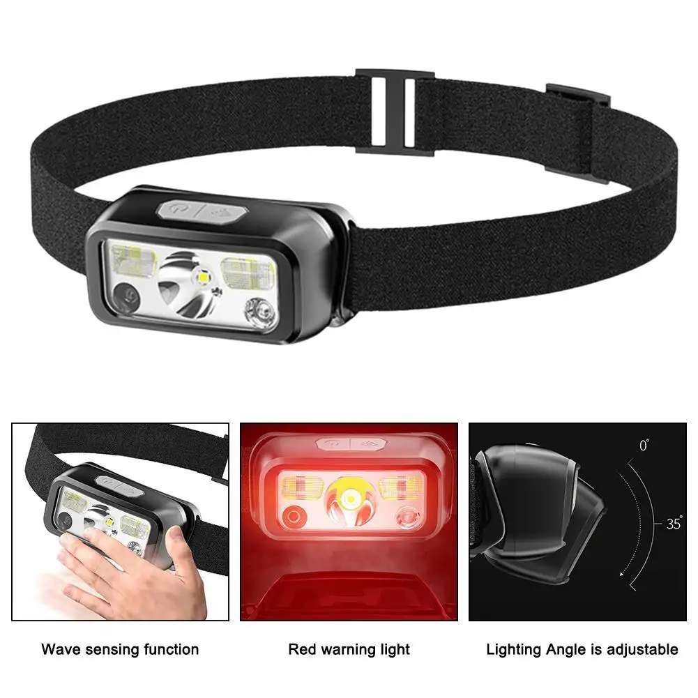 

Mini LED Headlamp USB Rechargeable Headlamp Torch Headlights With Red Light 5 Lighting Modes Camping Light Fishing Light