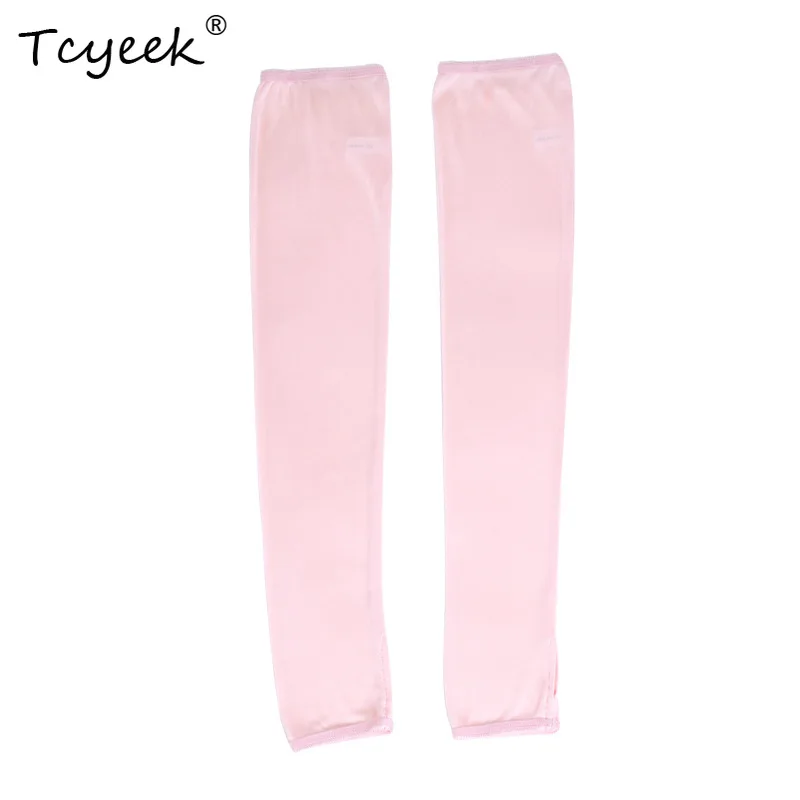 Tcyeek, Lengan Pelindung Matahari Sutra Asli 100%, Perlindungan UV Berkendara Wanita, Lengan Lengan Keren Sejuk, Musim Panas 2024 A45720QC