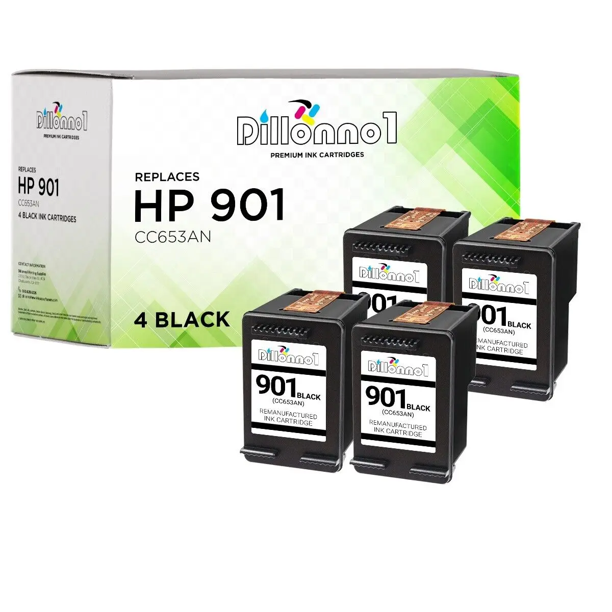 

4-pk для HP 901 (CC653A) черные чернила для принтера HP Officejet J4624 J4660 J4680