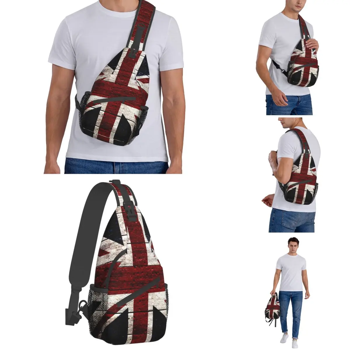 Union Flag Crossbody Sling Bag Pequeno Peito Bag Uk Kingdom Country Shoulder Mochila Daypack para Caminhadas Outdoor Camping Satchel