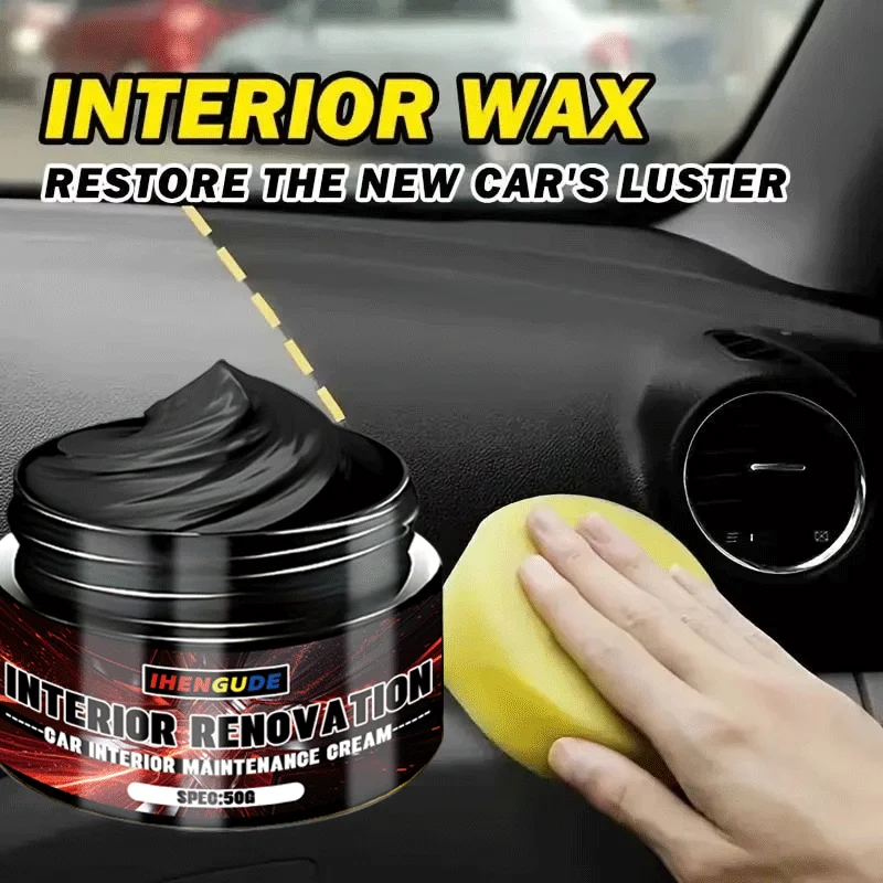 50g Car Interior Maintenance Cream Blackening Brightening Paste for Plastic Leather Tire - Interior Renovation Care Paste