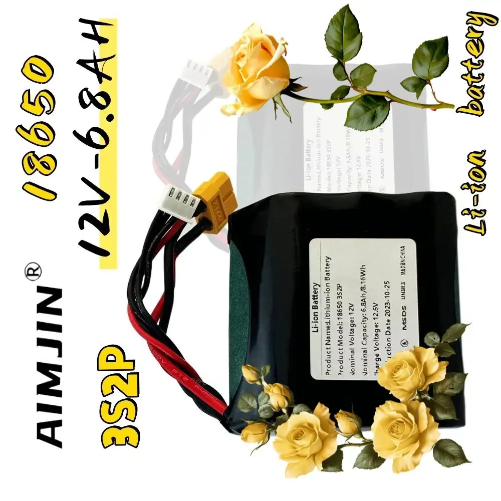

12V 6.8Ah High Capacity UAV Rechargeable 12.6V Li-ion 3S2P Battery for Various RC Airplane Drone Quadrotor XH2.54-4P XT60