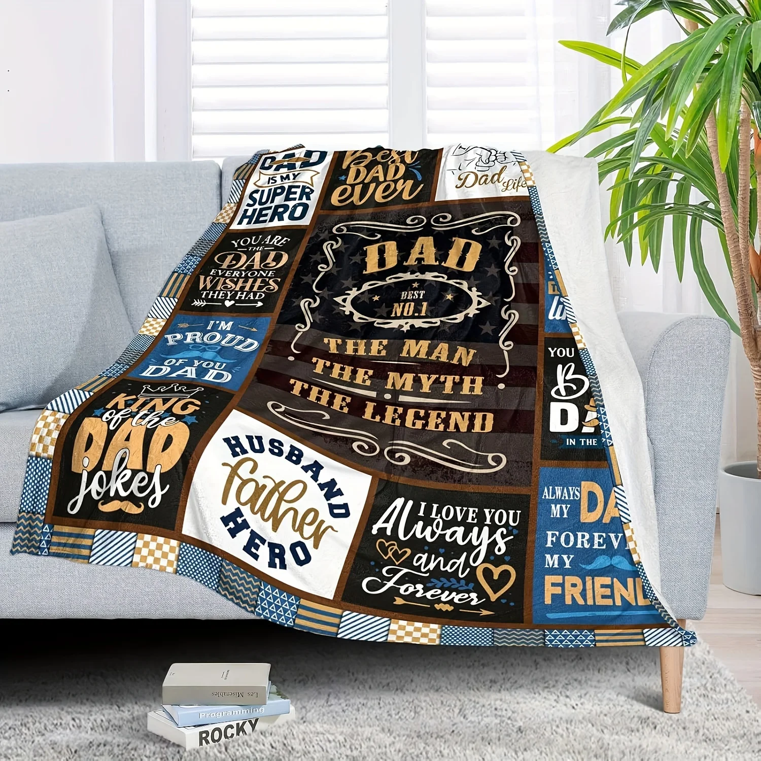 1pc Dad's Ultimate Gift Throw Blanket, 60X50 Inch, Ideal Birthday Gift from Daughter & Son, Soft Fabric, for Sofa Bed
