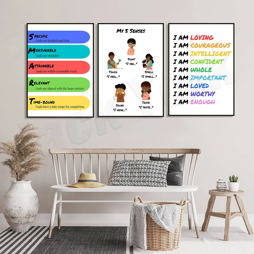 My 5 Senses Posters, Smart Goals Posters, Affirmation Posters, Educational Printables, Homeschool Decor, Classroom Decor