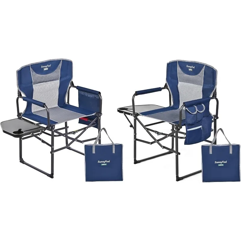 Oversized Camping Guide Chair 2 Piece Set, Portable Folding Lawn Chair for Adults, Heavy Duty, Collapsible Camping Chair